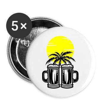 Bier Palmen Insel Urlaub - Buttons groß 56 mm (5er Pack) - Weiß - Vorne