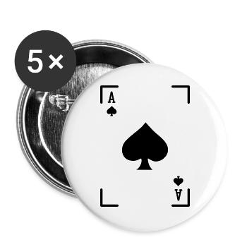 Jeu de cartes Casino Jeux de hasard Poker Loterie - Lot de 5 grands badges (56 mm) - blanc - Devant