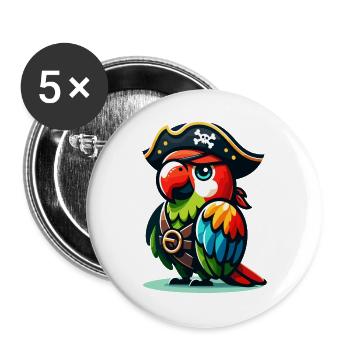 Pirate Polly: Der verwegene Krächzer - Buttons groß 56 mm (5er Pack) - Weiß - Vorne