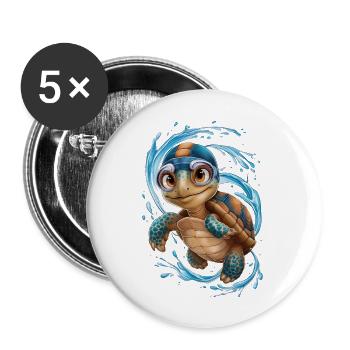 Bonne baignade tortue ! - Lot de 5 grands badges (56 mm) - blanc - Devant