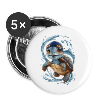 Swimming hero Turtle - Buttons large 2.2''/56 mm (5-pack) - white - Front