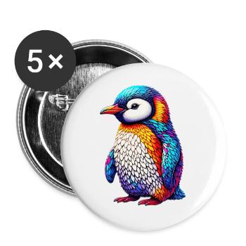 Pingouin - Lot de 5 grands badges (56 mm) - blanc - Devant