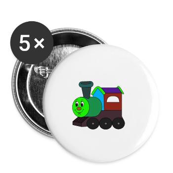 Kleine Eisenbahn Tuf Tuf - Buttons groß 56 mm (5er Pack) - Weiß - Vorne