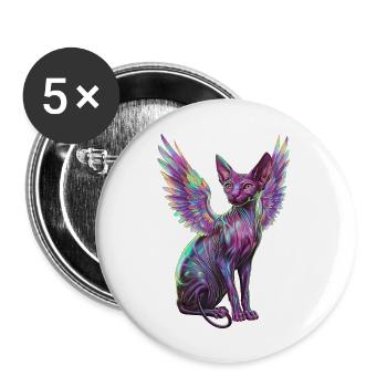Chat Sphynx pour les amoureux des chats - Lot de 5 grands badges (56 mm) - blanc - Devant