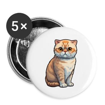 Scottish Fold Katze - Buttons groß 56 mm (5er Pack) - Weiß - Vorne
