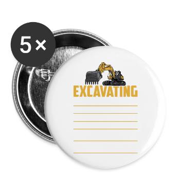 Excavating -Hourly Rate- Excavator Operator - Buttons groß 56 mm (5er Pack) - Weiß - Vorne
