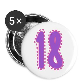18. 18 JAHRE ALT. 18. JAHRESTAG. 18. GEBURTSTAG. - Buttons groß 56 mm (5er Pack) - Weiß - Vorne