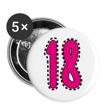 18. 18 YEARS OLD. 18th ANNIVERSARY. 18 BIRTHDAY. - Buttons large 2.2''/56 mm (5-pack) - white - Front