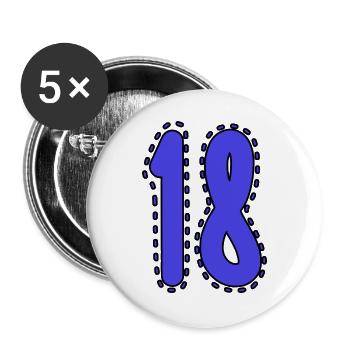 18. 18 YEARS OLD. 18th ANNIVERSARY. 18 BIRTHDAY. - Buttons large 2.2''/56 mm (5-pack) - white - Front