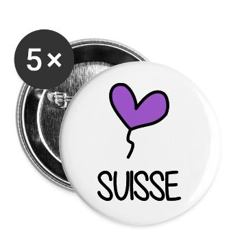 SCHWEIZ. LAND. GENF. SCHWEIZ. HUMOR. LAND - Buttons groß 56 mm (5er Pack) - Weiß - Vorne