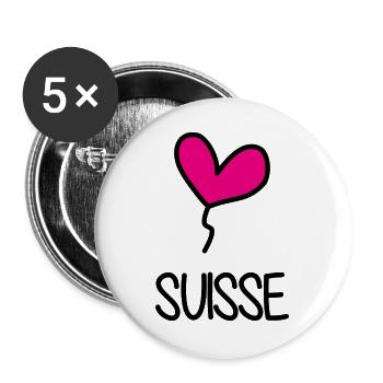 SCHWEIZ. HUMOR. LAND - Buttons groß 56 mm (5er Pack) - Weiß - Vorne