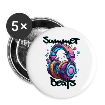 Kopfhörer / Audio / Musik / Klang / cool - Buttons groß 56 mm (5er Pack) - Weiß - Vorne