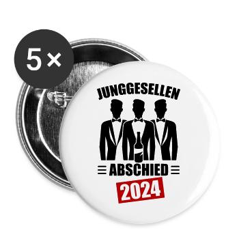 Junggesellenabschied Jga 2024 - Buttons groß 56 mm (5er Pack) - Weiß - Vorne