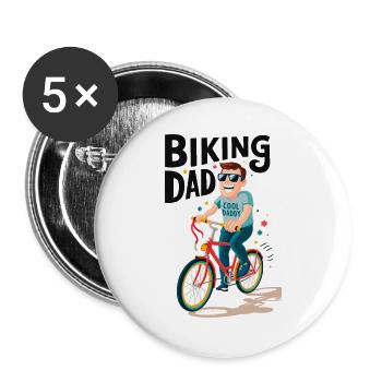 Biking Dad Cool Daddy Illustration - Buttons large 2.2''/56 mm (5-pack) - white - Front