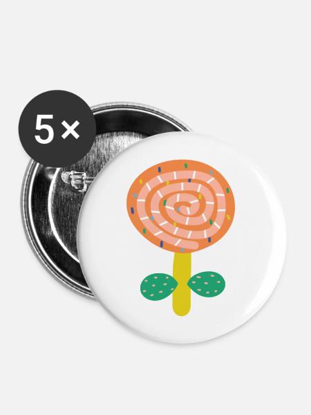 Small Red Flower - Buttons large 2.2''/56 mm (5-pack) - white