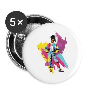 Années 90 Années 90 Musique Coloré Party Carnaval Costume - Lot de 5 grands badges (56 mm) - blanc - Devant