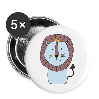 Lion Blue - Buttons large 2.2''/56 mm (5-pack) - white - Front
