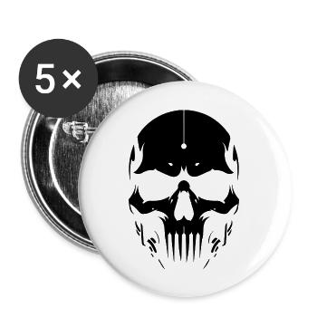 Crâne, crâne - Lot de 5 grands badges (56 mm) - blanc - Devant