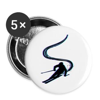 Fun on the slopes Winter sports Snow Winter skiers - Buttons large 2.2''/56 mm (5-pack) - white - Front