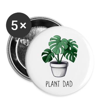 Plant Dad - Buttons groß 56 mm (5er Pack) - Weiß - Vorne