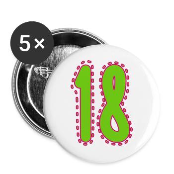 18. 18 YEARS OLD. 18th ANNIVERSARY. 18 BIRTHDAY. - Buttons large 2.2''/56 mm (5-pack) - white - Front
