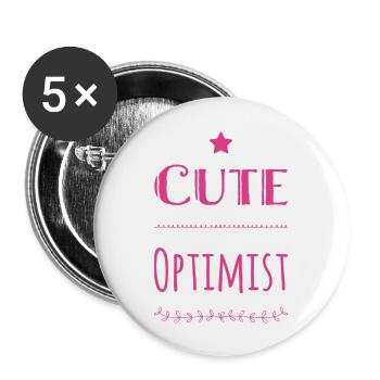 Cute Optimist - Buttons groß 56 mm (5er Pack) - Weiß - Vorne