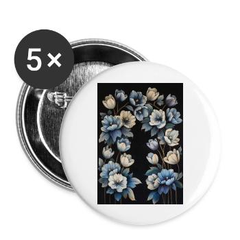 Affiche Fleurs Bleues 5 - Lot de 5 grands badges (56 mm) - blanc - Devant