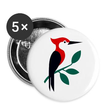 Woodpecker - Buttons large 2.2''/56 mm (5-pack) - white - Front