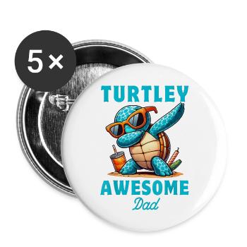 Dabbing Schildkröte Ozean Tierliebhaber Papa Vatertag - Buttons groß 56 mm (5er Pack) - Weiß - Vorne