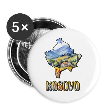 Aquarell Landkarte Kosovo - Buttons groß 56 mm (5er Pack) - Weiß - Vorne