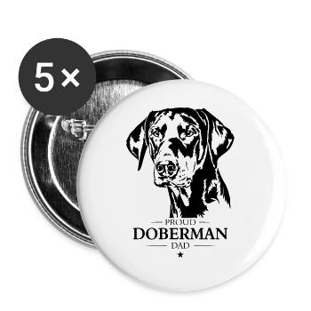 Doberman Papa Chien Chien Doberman Wilsigns - Lot de 5 grands badges (56 mm) - blanc - Devant