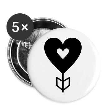 Heart Arrow - Buttons large 2.2''/56 mm (5-pack) - white - Front