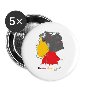 Deutschland Landkarte mit Farbblock - Buttons groß 56 mm (5er Pack) - Weiß - Vorne