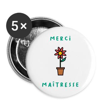 GELIEBTE. VIELEN DANK. DANKE HERRIN - Buttons groß 56 mm (5er Pack) - Weiß - Vorne