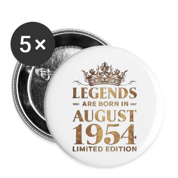 Les légendes sont nées en août 1954 Édition limitée - Lot de 5 grands badges (56 mm) - blanc - Devant