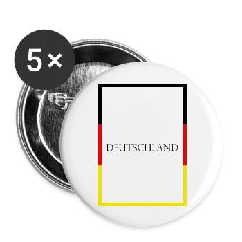 Deutschland Germany Statement Schriftzug mit Fahne - Buttons groß 56 mm (5er Pack) - Weiß - Vorne