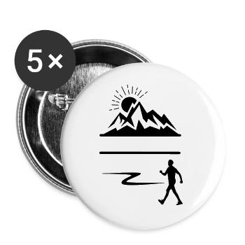 Wanderer Mann Berge Banner - Buttons groß 56 mm (5er Pack) - Weiß - Vorne