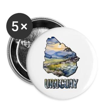 Watercolor Map of Uruguay - Buttons large 2.2''/56 mm (5-pack) - white - Front