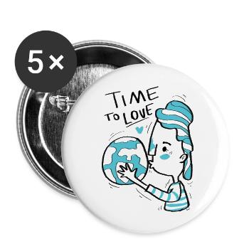 Le temps d’aimer - Terre - Lot de 5 grands badges (56 mm) - blanc - Devant