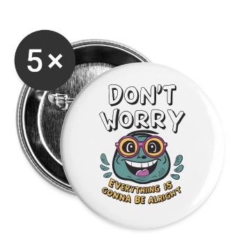 Don't worry, everything will be fine -frog- - Buttons large 2.2''/56 mm (5-pack) - white - Front