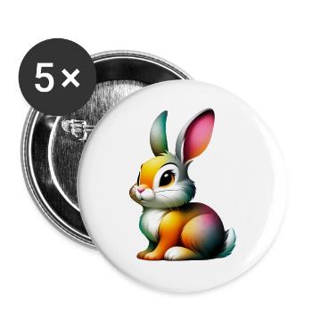 Kaninchen - Buttons groß 56 mm (5er Pack) - Weiß - Vorne