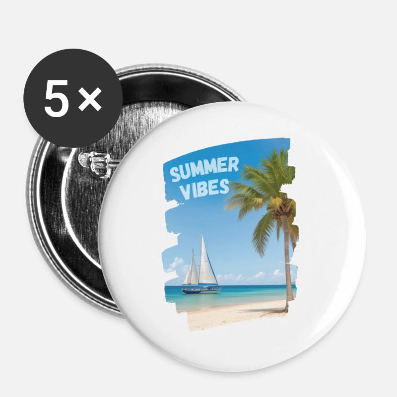 Summer Vibes - Buttons large 2.2''/56 mm (5-pack) - white
