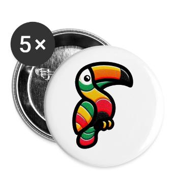 Tukan - Buttons groß 56 mm (5er Pack) - Weiß - Vorne