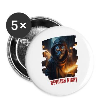 DEVILISH NIGHT - Buttons large 2.2''/56 mm (5-pack) - white - Front