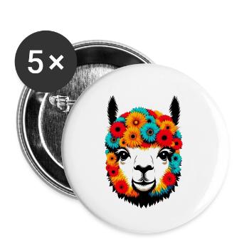 Alpaga - Lot de 5 grands badges (56 mm) - blanc - Devant