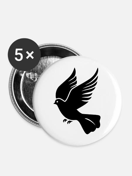 Taube - Buttons groß 56 mm (5er Pack) - Weiß