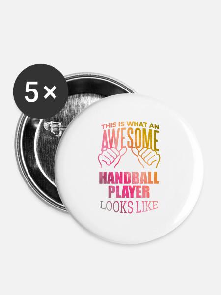 Handball Handball Handball - Buttons groß 56 mm (5er Pack) - Weiß