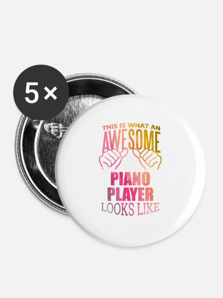 Klavier Klavier Klavier - Buttons groß 56 mm (5er Pack) - Weiß