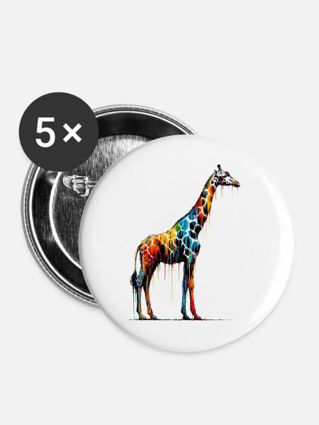 Giraffe - Buttons groß 56 mm (5er Pack) - Weiß