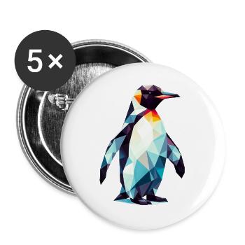 Pingouin polygonal - Lot de 5 grands badges (56 mm) - blanc - Devant